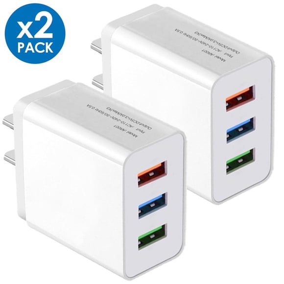 LEEYNEER USB Wall Charger Plug  2-Pack 3.1A 3-Muti Port USB Adapter Power Plug Charging Station Box Base Replacement for iPhone 11 Pro Max/X/8/7  iPad  Samsung Phones and More USB Wall Ch