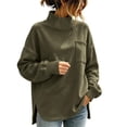 thumbnail image 3 of Jsaierl Womens Funnel Sweatshirts Cute Solid Color Drop Shoulder Sweatshirt Cozy Side Split Pullover Soft Work Long Sleeve Shirts, 3 of 9
