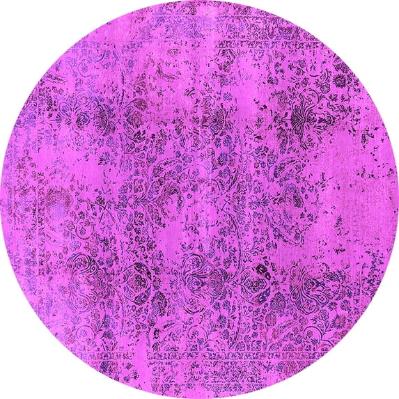 Ahgly Company Indoor Round Oriental Pink Industrial Area Rugs, 7' Round