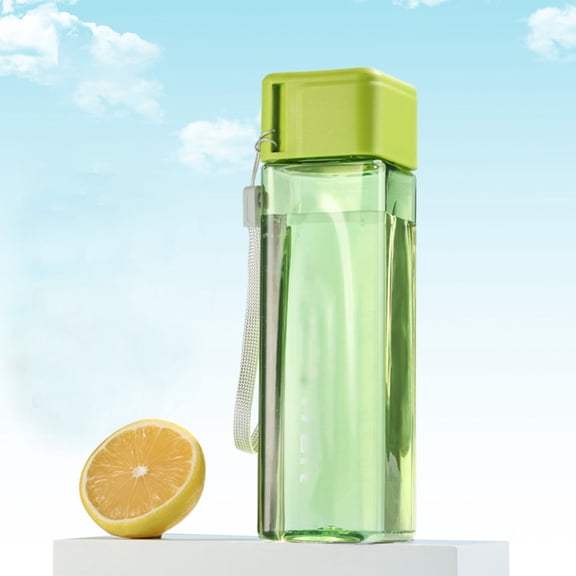 500ML Squares Plastic Water Bottles Minimalists Transparent Water Glass Popular Bulk Gym Sports Adults Reusable Large Drinking Cups for Outdoor Fitness(Green)