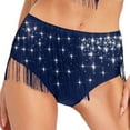 thumbnail image 3 of Choomomo Womens Shimmery Rhinestone Dance Shorts for Latin Salsa Belly Dance Party Club Performance Navy Blue M, 3 of 5