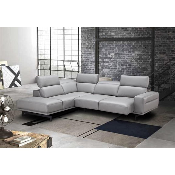 Element Grey Top Grain Leather Sectional Sofa Bed LHC J&M Davenport Contemporary