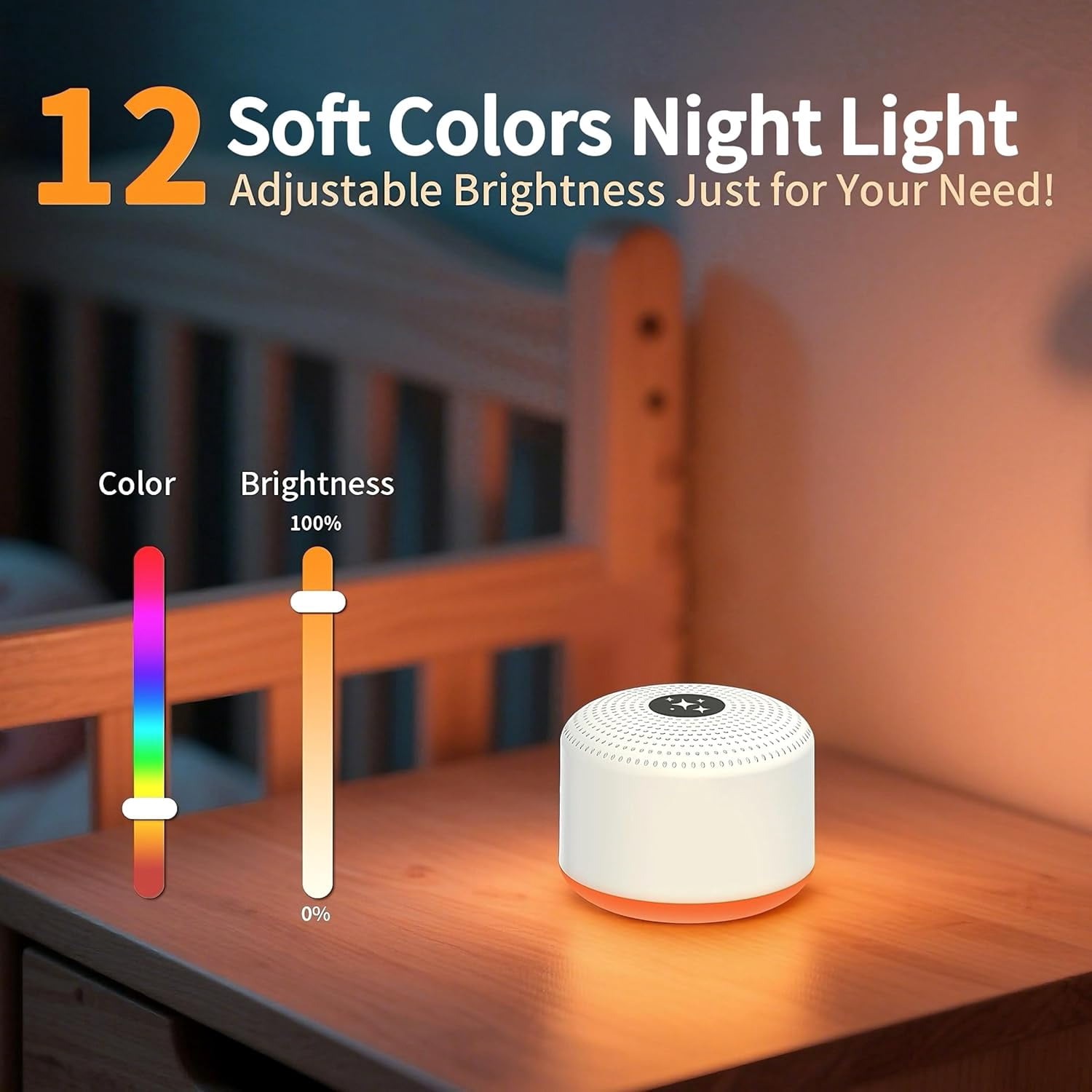 SUMMIT White Noise Machine Portable Sleep Machines with 30 Relaxing Sounds 12 Color Options 5 Adjustable Brightness 32 Volume Levels 4 Timer for Baby and Adult Perfect for Home Travel Office