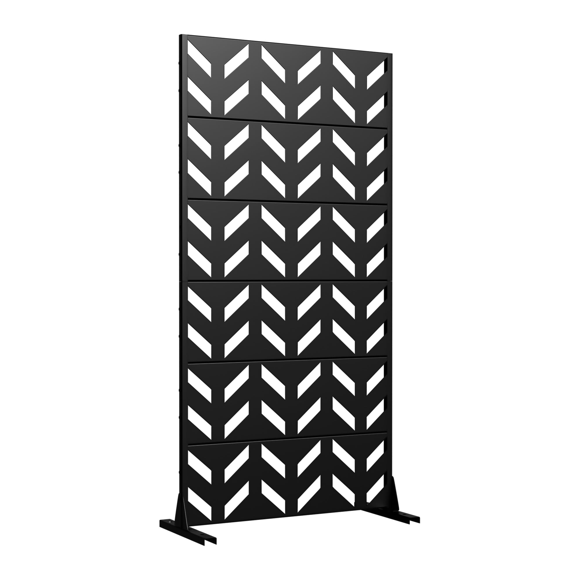 MAYEERTY 72 × 35in Outdoor Privacy Screen with Stand Metal Balcony Decorative Screen, Black