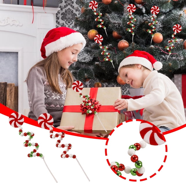 Fiudx Tiras de Dulces Navideños, Campanas de Molino de Viento de Dos Colores, Palitos Flexibles para Árbol de Navidad, Colores Brillantes y Duraderos, Decoración Versátil para Árbol, Mesa y Boda, Paq