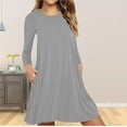 thumbnail image 2 of Tbopshirt Tops for Women,Ladies Fashion Casual Long Sleeve Pure Color Loose T-shirt Dress with Pockets Shirt, 2 of 5