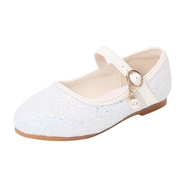 NOKIO 𝐋ittle Girls Mary Jane Shoes Ballet Flats with Glitter Accents Flexible Sole Cute Dress Shoes for Wedding 𝐏arty Princess Ballerina Outfits