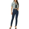 thumbnail image 2 of INSPIRE CHIC Women's Cropped Denim Jacket Short Sleeve Button Front Jean Jacket XL Grey Blue, 2 of 6