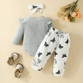 thumbnail image 4 of oqasdz Baby Girl Outfits Long Sleeve Ribbed Elephant Print Romper Pants Headband Outfit Soft Playwear Casual Relaxed Fit Outdoor Daily Wear Size 6 M-9 M, 4 of 4