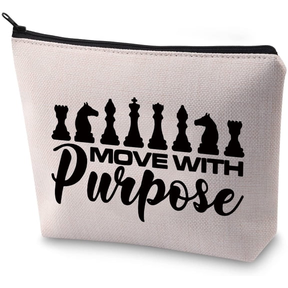 Zuo Bao Chess Lover Makeup Bag Move with Purpose Strategies from Chess Gift for Chess Player Chess Master
