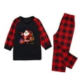 thumbnail image 3 of Odeerbi Christmas Pajamas for Family Holiday Plaid Long Sleeve Family Christmas Pajamas Matching Sets Kids Casual Plaid Print Tops Pants Set Two-Piece Sleepwear Xmas PJs Set Black, 3 of 6
