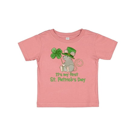 

Inktastic It s My 1st St. Patrick s Day Cute Mouse with Clover Gift Baby Boy or Baby Girl T-Shirt