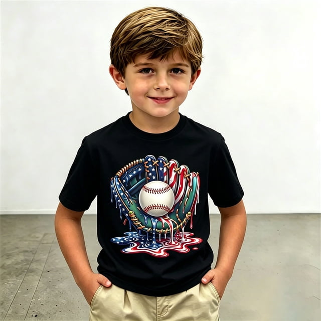 T-shirts pour Garçons Filles Col Rond Manches Courtes Chemises Garçons Chemises Garçons Shorts 6-7 Ans