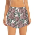 thumbnail image 2 of Pofeuu Rose Flowers Print Women's Athletic Shorts Running Workout Shorts Tummy Control Quick Dry Gym Shorts with Pockets Double layer sports shorts-Small, 2 of 7