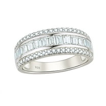 Wuziwen Wedding Band for Women Eternity Ring 925 Sterling Silver Baguette Cubic Zirconia Size 7