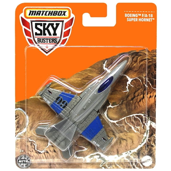 Mattel - Matchbox Skybusters Toy Metal Vehicles - BOEING F/A-18 SUPER HORNET (Gray & Blue) GWK46 4/8
