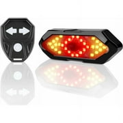 Bike Turn Signal and Tail Light with Sound Effects, Wireless Remote Control, 5 Different Lighting Modes, Rechargeable, Easy to Install, Be Visible and Show Your Direction at Any Time