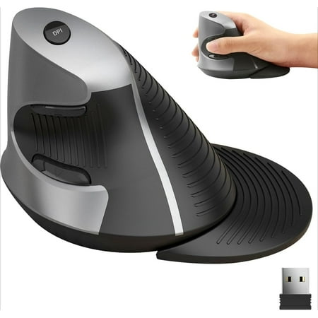 S22 Vertical Wireless Mouse Ergonomic Design 2.4G USB Dongle 6 Buttons 3 Adjustable DPI Levels (800/1600/2400) Removable Palm Rest
