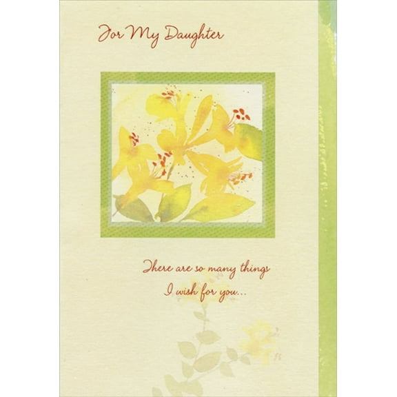 Designer Greetings Yellow Flowers Inside Green Frame: So Many Things Birthday Card for Daughter