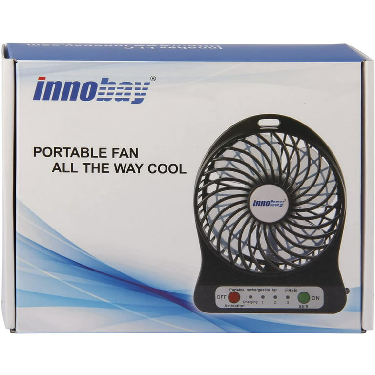 Uniqwamo Portable Rechargeable Fan Work for Black & Decker/Porter Cable 20V Max Li-ion Battery, Jobsite Battery Operated Fan with 3 Speeds Control,USB