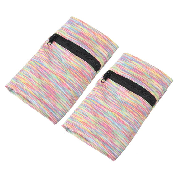 Uxcell 6"x 4" Wrist Pouch Wrist Wallet Sports Wristband Wallet with Zipper Pocket Colorful 2 Pcs