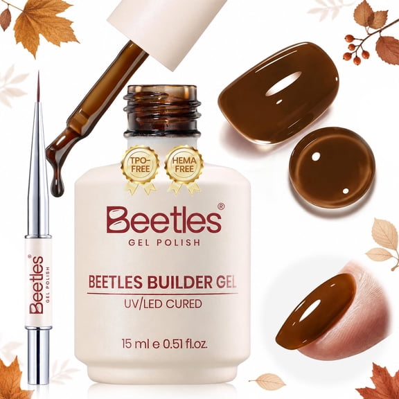 Beetles Brown Builder Nail Gel with Nail Art Brush, 8 in 1 HEMA & TPO-Free