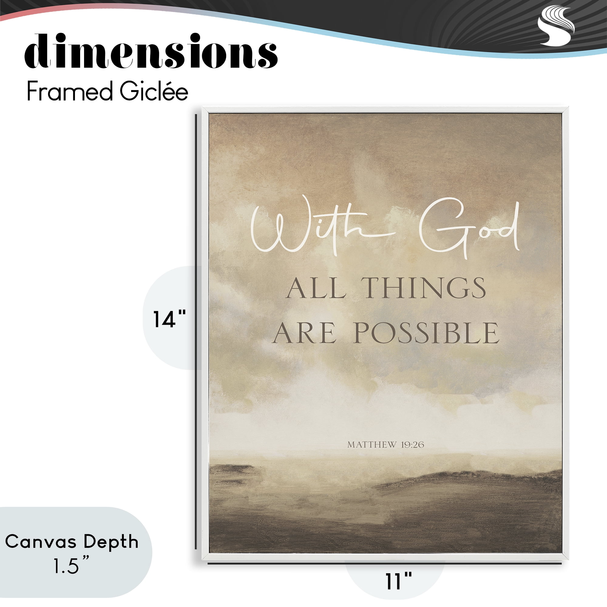 Stupell Industries With God Matthew Proverb White Framed Giclee Art, design by John Spaeth
