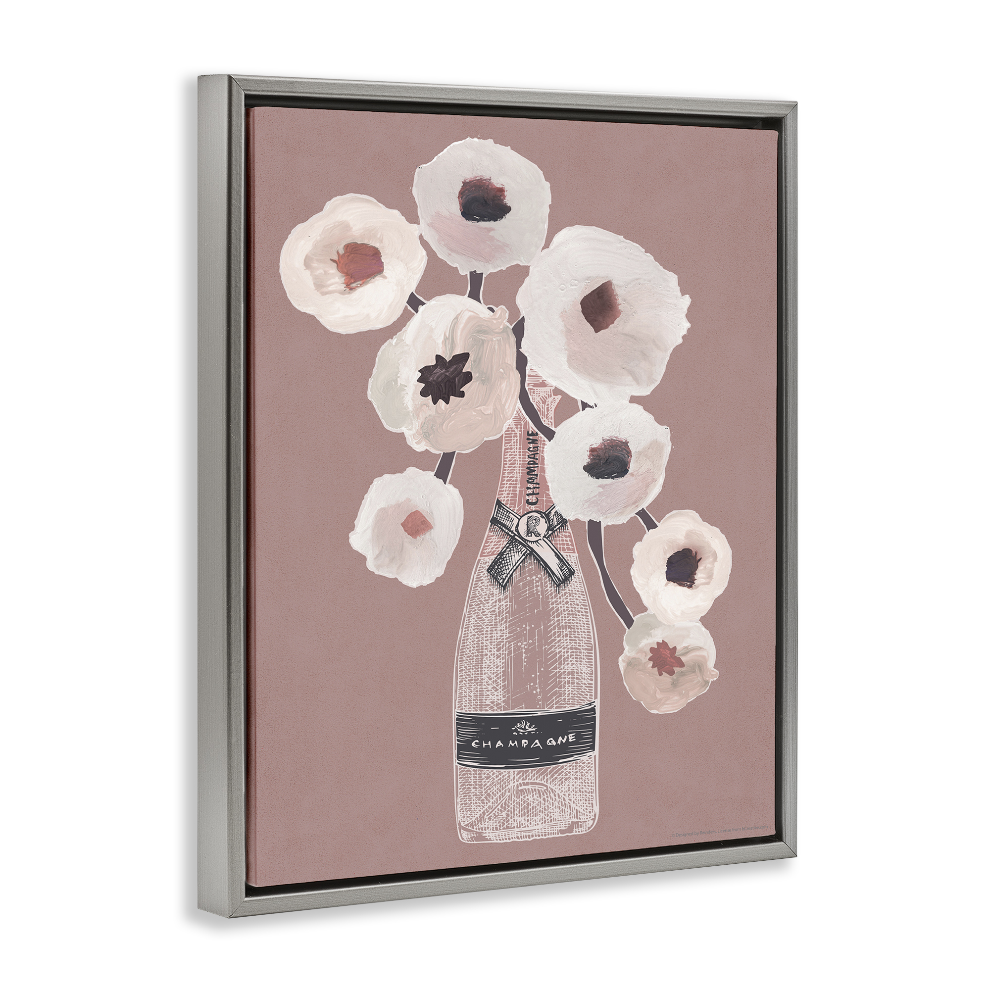 Stupell Industries White Poppies Champagne Plants & Flowers Painting Gray Floater Framed Canvas Art Print Wall Art, 17 x 21
