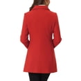 thumbnail image 3 of Unique Bargains Women's Peter Pan Collar Double Breasted Winter Trench Coat M Red, 3 of 6