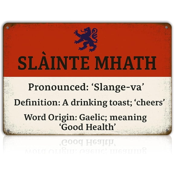Slà inte Mhath Tin Sign 8x12 Inch – Scottish Gaelic Cheers Sign – Vintage Irish Pub Wall Decor for Bar, Kitchen, or Home – Metal Slainte Sign for Scottish Gifts & Pub Decorations