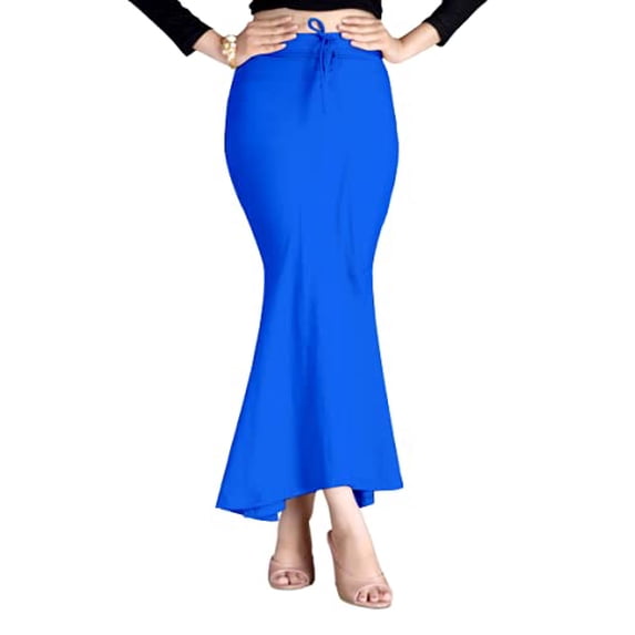eloria Blue Cotton Blended Shape Wear for Saree Petticoat Skirts for Women Flare Saree Shapewear
