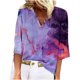 thumbnail image 1 of Camiseta de blusa con estampado de manga 3/4 informal con cuello en V para mujer Pompotops  hkajfhjk471989, 1 of 1