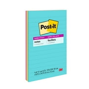 Post-it Super Sticky Notes, 4 in x 6 in, Supernova Neons, Lined, 4 Pads