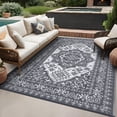 thumbnail image 2 of HOMERRY 8' x 10' Gray White GeometricFloral Outdoor Rug Straw Plastic Area Rug for Balcony Pool RV Waterproof Reversible Carpet, 2 of 7