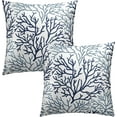 thumbnail image 2 of Blue Coral Throw Pillow Covers 18X18 Inch Summer Navy Ocean Sea Coastal Decorative Couch Pillow Cases Set of 2 for Living Room Bedroom Bed Outdoor Home Decor, 2 of 6