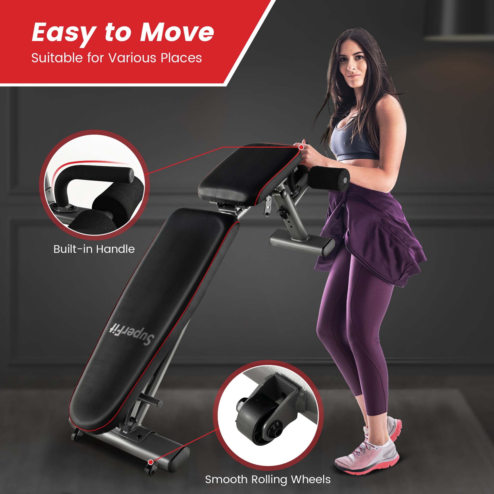 Costway Adjustable Weight Bench 660 lbs Heavy Duty Commercial Grade Fitness Workout Gym