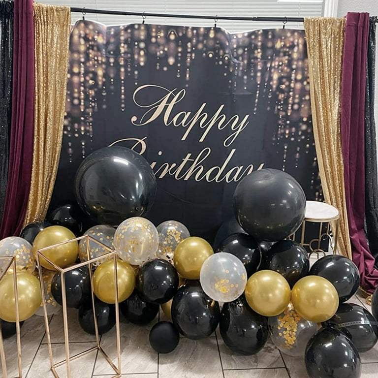 TGDiQiu black and gold balloon birthday decorations ?black and