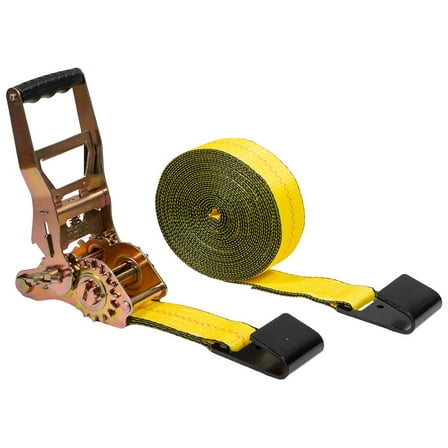 4" x30' Self-Tensioning Ratchet Tie Down Straps with Flat Hooks - 5,400 Lbs WLL - Heavy Duty Tie Down Ratchet Straps for Flatbed, Truck, Trailers, Cargo, Pickup - Yellow