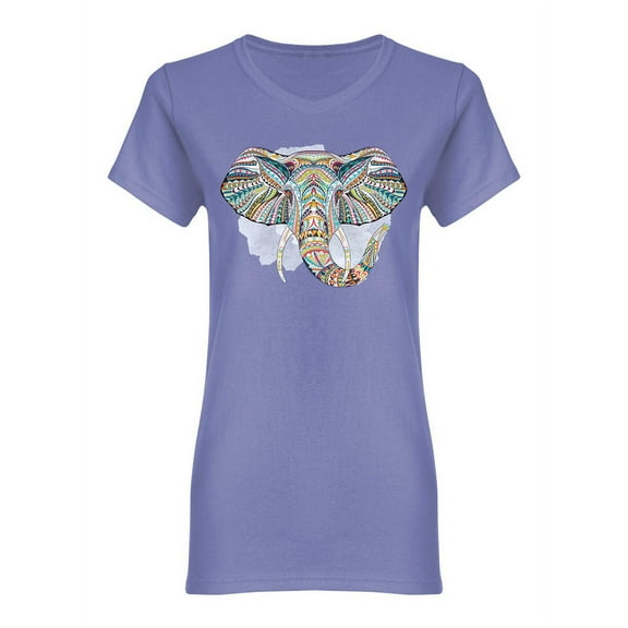 Ethnic Patterned Elephant Head Shaped T-Shirt Women -Image by Shutterstock, Female Small