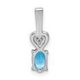 thumbnail image 4 of 925 Sterling Silver Polished Light Swiss Blue Topaz and Diamond Pendant Necklace 16x5mm Wide Pendant for Women, 4 of 4