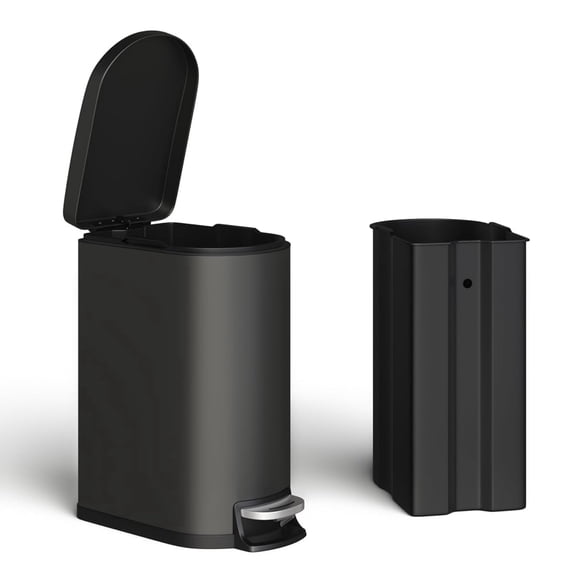 Garvee 13.2 Gallon Metal Kitchen Trash Can with Soft Close Lid, Slim Rustproof, Inner Bucket, Black