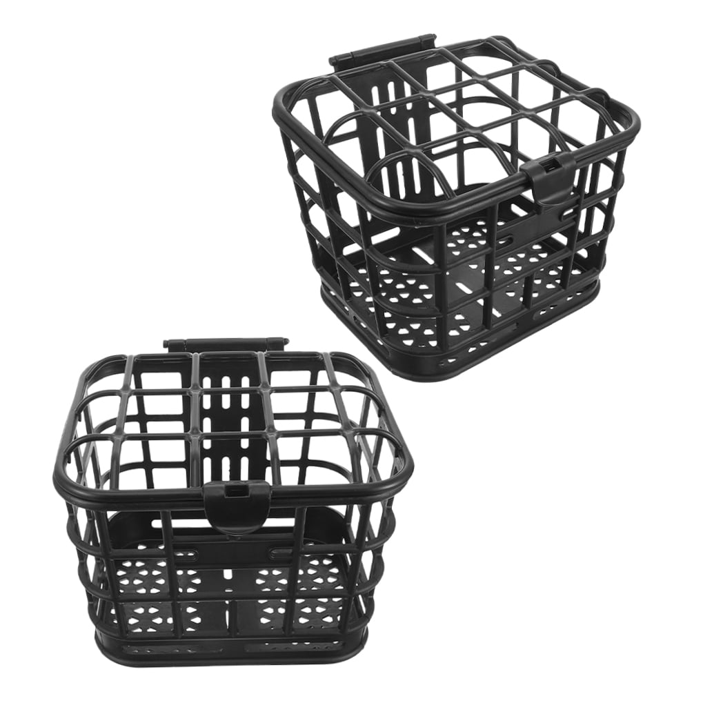 Luxshiny 2-Pack Black Plastic Detachable Front Bike Storage Basket for City Commuting and Daily Use