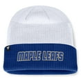 thumbnail image 2 of Men's Fanatics  Blue/White Toronto Maple Leafs Heritage Showboat Color-Block Cuffed Knit Hat, 2 of 2
