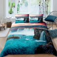 thumbnail image 1 of Waterfall Duvet Cover Set Natural Scenery Quilt Cover Pillowcase Landscape Forest Waterfall Queen Size Polyester Bedding Set, 1 of 7