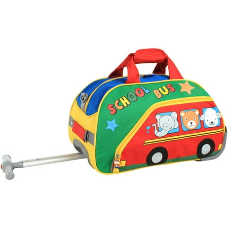 J World Jumbo Kids 17" Rolling Duffel Bag, Green/Red