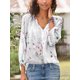 thumbnail image 1 of Estampado de moda, cuello alto, manga tres cuartos, camisa de gran tamaño, camisa plisada suelta MABOTO Blanca 5XL, 1 of 4