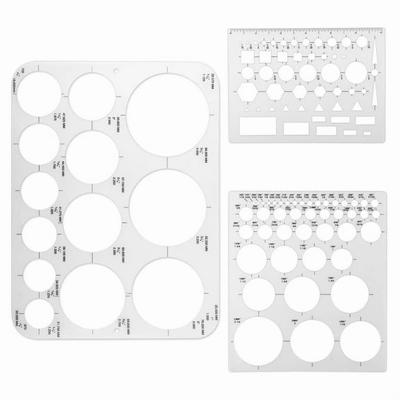 3pcs Circle Templates for Drafting Flexible Circle Stencils with Geometric Shapes 6 Sizes Plastic Measuring Rulers