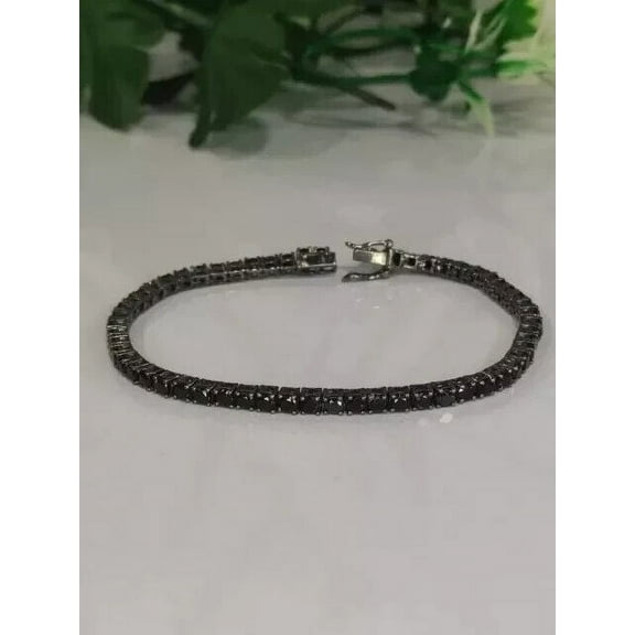 7Ct Round Cut Lab Created Black Diamond Tennis Bracelet 14K Black Gold Plated