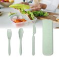 thumbnail image 4 of Wheat Straw Cutlery Set Modern Portable Fork Spoon Knife Tableware with Box for Office School Picnic Green, 4 of 10
