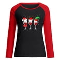 thumbnail image 4 of Camiseta de manga larga con estampado navideño informal con cuello redondo para mujer, blusa con parches, Tops a la moda Pompotops gfhjh4313, 4 of 5